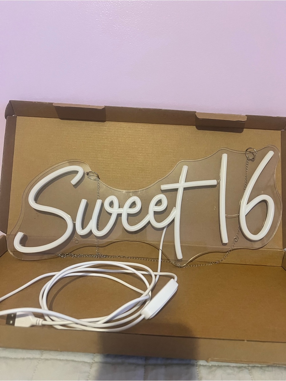 White "Sweet 16" LED Neon Sign - Home Wall Decor